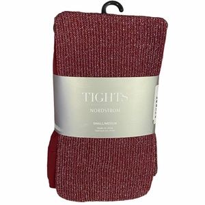 Nordstrom Burgundy & Silver Opaque Tights Sz S/M